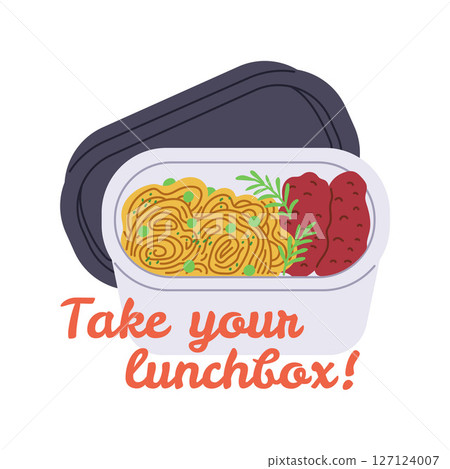 Bento box vector illustration for lunch and meal prep 127124007