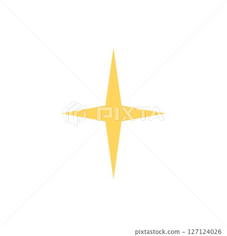 Abstract illustration of four-pointed star, yellow color. 127124026