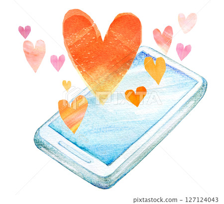 Watercolor illustration smartphone Watercolor illustration smartphone 127124043