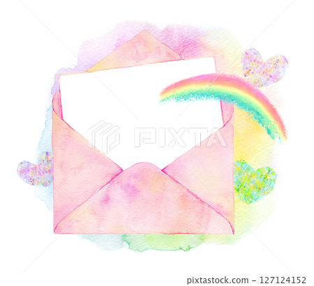 Watercolor illustration: Pink letter 127124152