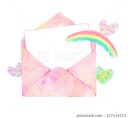Watercolor illustration: Pink letter 127124153