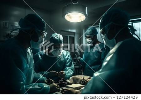 Doctors concentrating during surgery 127124429