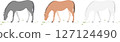 向量插圖集馬匹放牧/簡單平面風格 127124490
