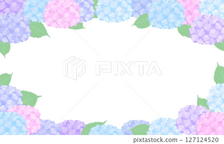 繡球花相框/雨季花材/簡約扁平風格 127124520