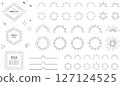 閃光和旭日裝飾和框架套裝/簡單的線條藝術風格 127124525