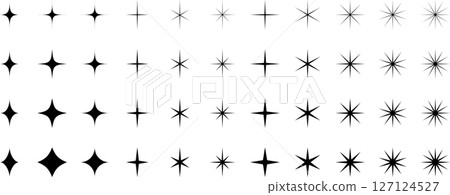 星星和閃光閃閃發光的圖標集/簡單通用單色樣式 1 127124527