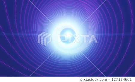 Purple and blue neon tunnel digital vortex with intricate wireframe patterns, symbolizing virtual reality, metaverse, and digital transformation concepts background 127124661