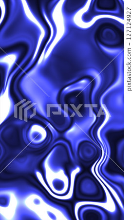 Abstract fluid metallic surface with vibrant electric blue and white light reflections, resembling liquid chrome Abstract fluid metallic surface with vibrant electric blue and white light reflections, resembling liquid chrome 127124927