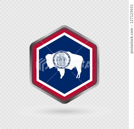 Wyoming State Flag Icon in Hexagon Shape. 127125031