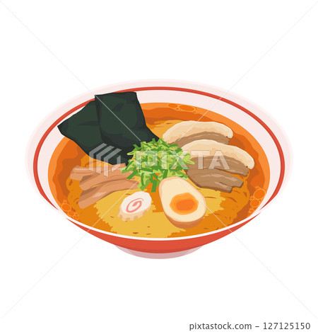 醬油拉麵插畫的鳥瞰圖 醬油拉麵插畫的鳥瞰圖 127125150
