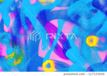 Vibrant Abstract Graffiti in Blue, Pink, Yellow for 90s, Y2K Aesthetic 127125640