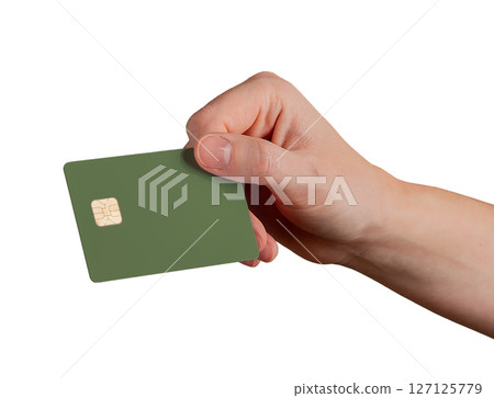 Hand holding a bank card with chip, symbolizing luxury and secure transactions. Elegant design for Hand holding a bank card with chip, symbolizing luxury and secure transactions. Elegant design for 127125779