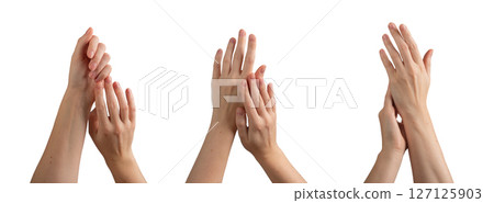 Hands with a clean, neat manicure, showcasing soft, healthy skin and delicate fingers. Elegant and Hands with a clean, neat manicure, showcasing soft, healthy skin and delicate fingers. Elegant and 127125903