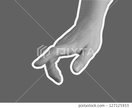 Finger pressing or clicking, pointing and indicating choice or selection. Gesture in a retro, Finger pressing or clicking, pointing and indicating choice or selection. Gesture in a retro, 127125933