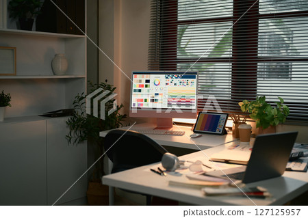 Graphic designer workspace, no people Graphic designer workspace, no people 127125957