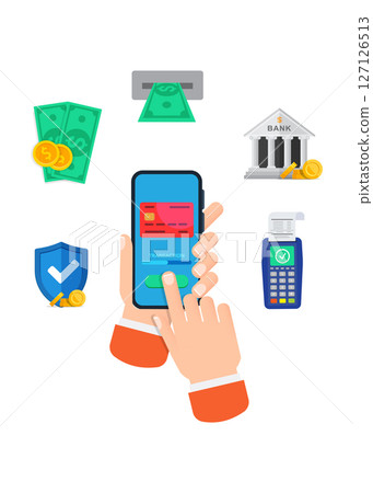 Mobile banking and mobile payment stock illustration 127126513