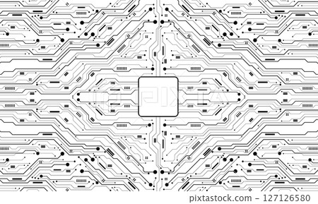 Abstract black circuit board technology connected lines electronics elements computer motherboard chip processor semiconductor digital on white background vector Abstract black circuit board technology connected lines electronics elements computer motherboard chip processor semiconductor digital on white background vector 127126580