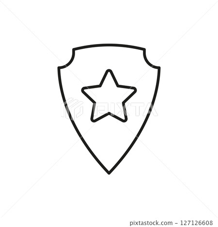 Shield With Star Line Icon. Security, Protection, And Safety Symbol. Defense And Guarding Concept. Editable Stroke. Isolated Vector Illustration 127126608