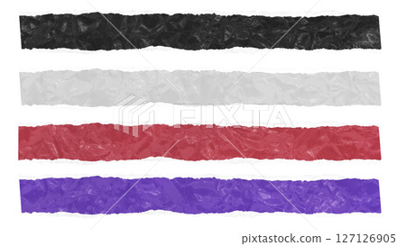 Torn crumpled paper long and narrow subtitle base set with texture and transparent background Torn crumpled paper long and narrow subtitle base set with texture and transparent background 127126905