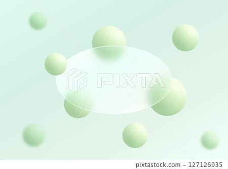 Background with transparent oval partition and floating spheres in glass morphism style. Website landing page template. Background with transparent oval partition and floating spheres in glass morphism style. Website landing page template. 127126935