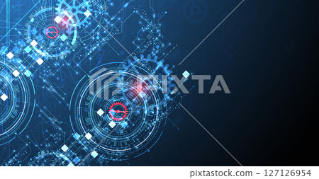 Abstract background. Scientific and technological concept with the use of technical elements formed in the shape of a circle. Vector 127126954