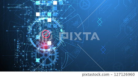 Abstract background. Scientific and technological concept with the use of technical elements formed in the shape of a circle. Vector 127126960