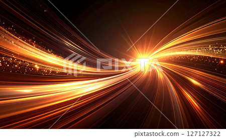 Fantastic technology background with golden light 127127322
