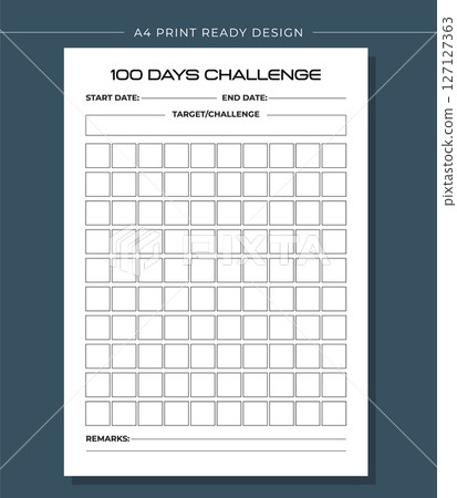 Printable KDP 100 Days Challenge Book Vector Design Template 127127363