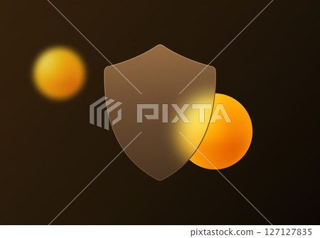 Bronze shield with golden glow for cybersecurity 127127835