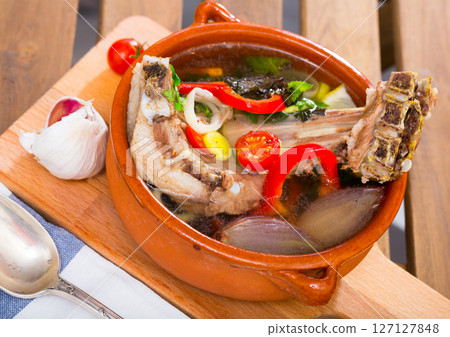 lamb shourpa with vegetables 127127848