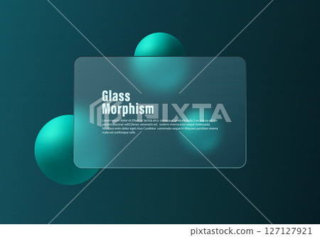 Turquoise glass background with glowing green-blue spheres Turquoise glass background with glowing green-blue spheres 127127921