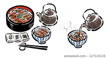 鰻魚飯－手繪插畫，附筆觸 127128126