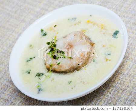 Creamy soup with cod Creamy soup with cod 127128164