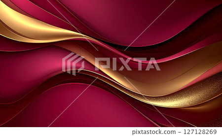 Abstract background with intersecting lustrous red and gold three-dimensional lines 127128269