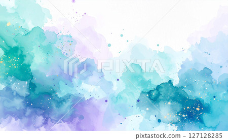 藍色和紫色的透明水彩藝術 藍色和紫色的透明水彩藝術 127128285