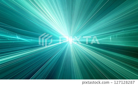 藍綠色光匯聚於中心的未來能源背景 127128287