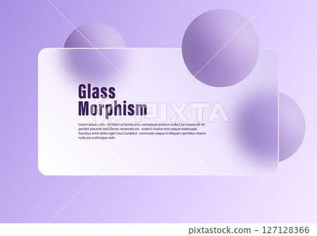 Purple glassmorphism banner with soft frosted panel 127128366