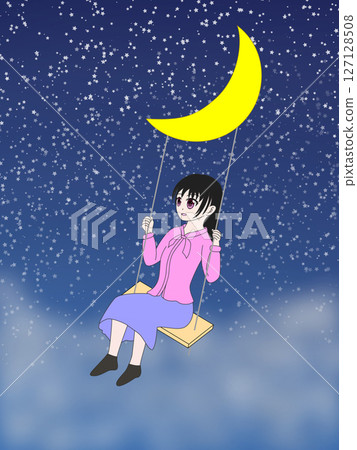 Girl on the moon swing Girl on the moon swing 127128508