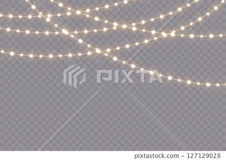 Golden Christmas lights sparkle softly Golden Christmas lights sparkle softly 127129028