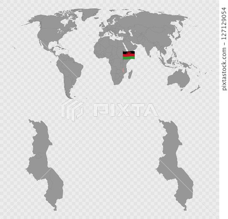 Malawi Map Set with World Location. 127129054