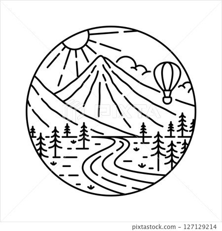 natural scenery in the frame illustration natural scenery in the frame illustration 127129214