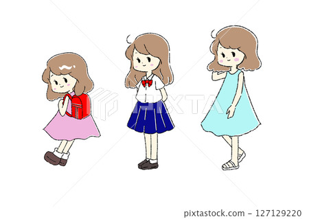 女孩成長插畫 127129220