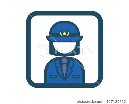 Police officer simple square color illustration icon 127129332