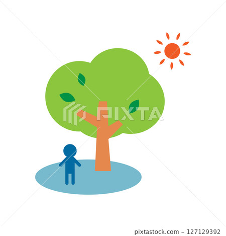 Heat stroke prevention: Cool off in the shade Image illustration material Heat stroke prevention: Cool off in the shade Image illustration material 127129392