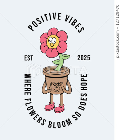 flower bloom retro cute illustration 127129470
