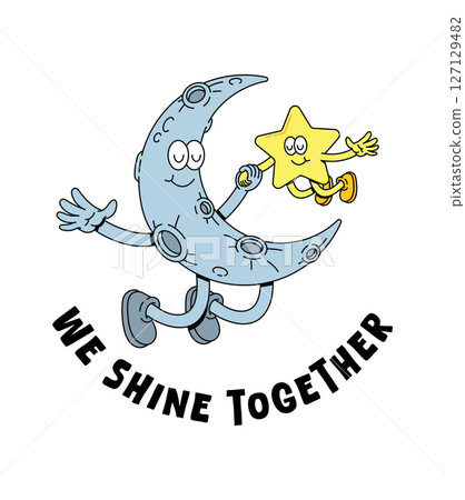 moon and star retro illustration moon and star retro illustration 127129482