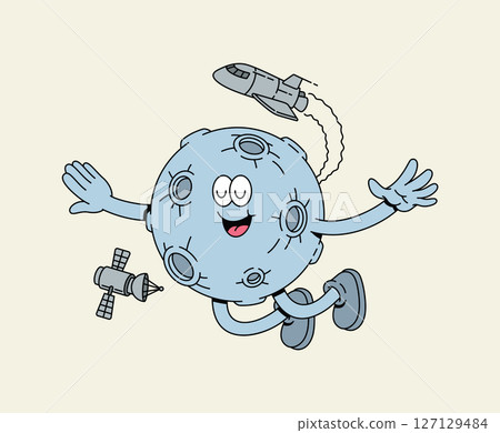 moon in the sky retro cute illustration moon in the sky retro cute illustration 127129484