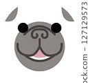 Smiling Pug Round Illustration 127129573