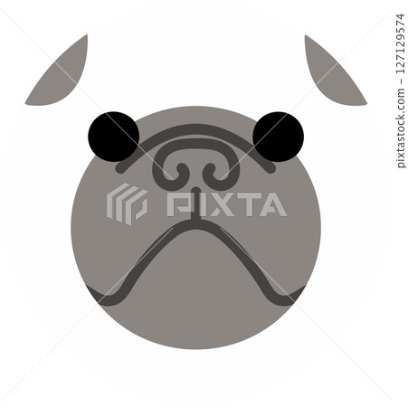 生氣的哈巴狗圓形插圖 127129574