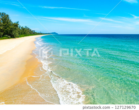 Beautiful sea beach nature background,High Angle view beach sea background. 127129670